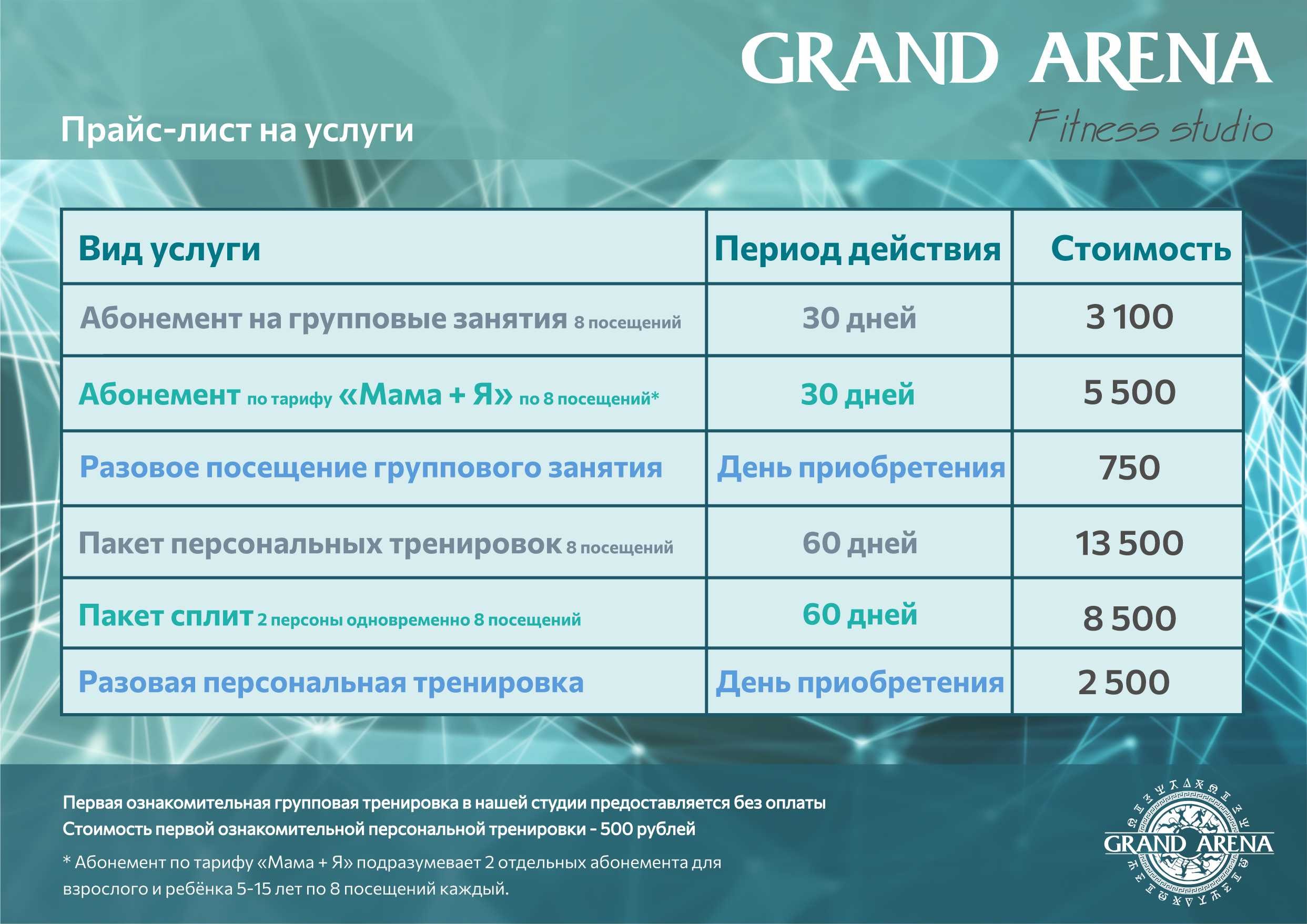 Бесплатная пробная тренировка в Гранд Арена на Лескова, 25